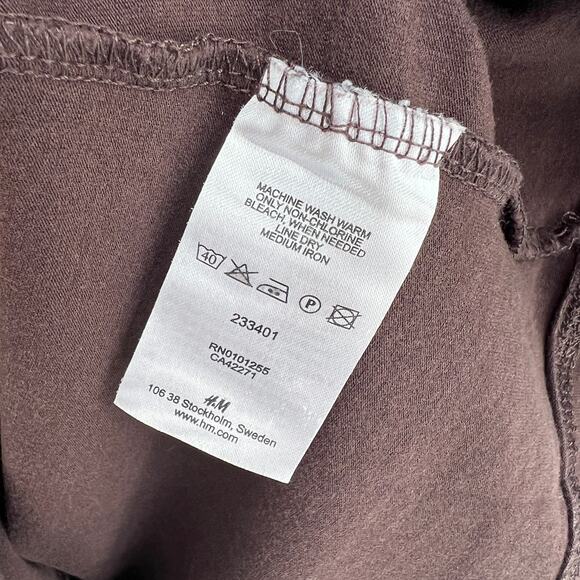 H&M Womens Top Size M Vtg Brown Henley Cap Sleeve Stretch Y2K Fitted Tee 2000s - Picture 8 of 11